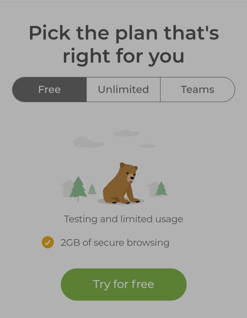 TunnelBear free plan